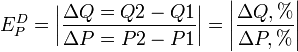  : E_{P}^D= \left | \frac{\Delta{Q} = Q2 - Q1}{\Delta{P} = P2 - P1} \right \vert = \left | \frac{\Delta{Q},%}{\Delta{P},%} \right \vert