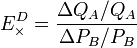  : E_\times^D=\frac{\Delta{Q_A}/{Q_A}}{\Delta{P_B}/{P_B}}